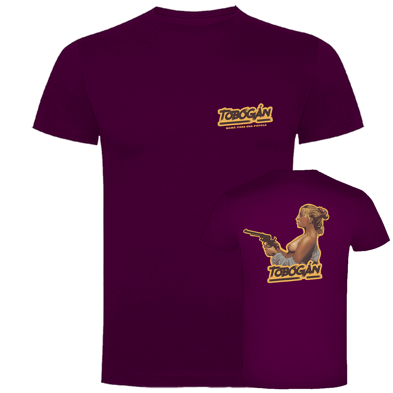 TOBOGÁN - Camiseta «Mamá Tiene Una Pistola» Granate